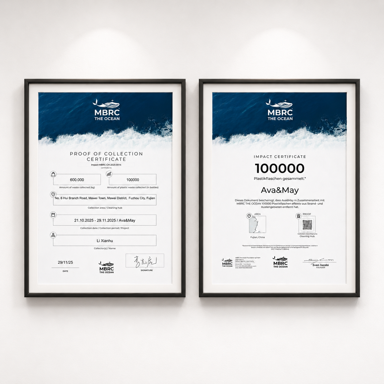 MBRC Impact Certificate und Proof of Collection Certificate